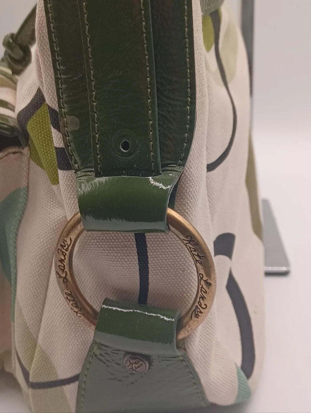 Kate Landry Canvas/Patent Leather Satchel